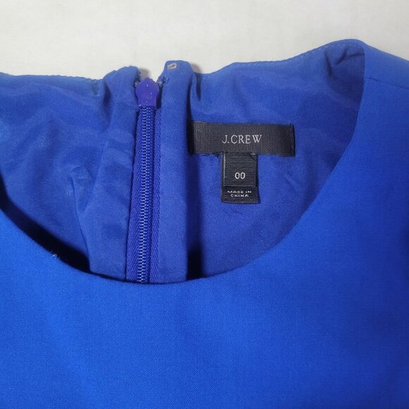 J.Crew Women Wool Blend Sheath Dress Royal Blue Cap Sleeve Size 00 - Picture 6 of 8